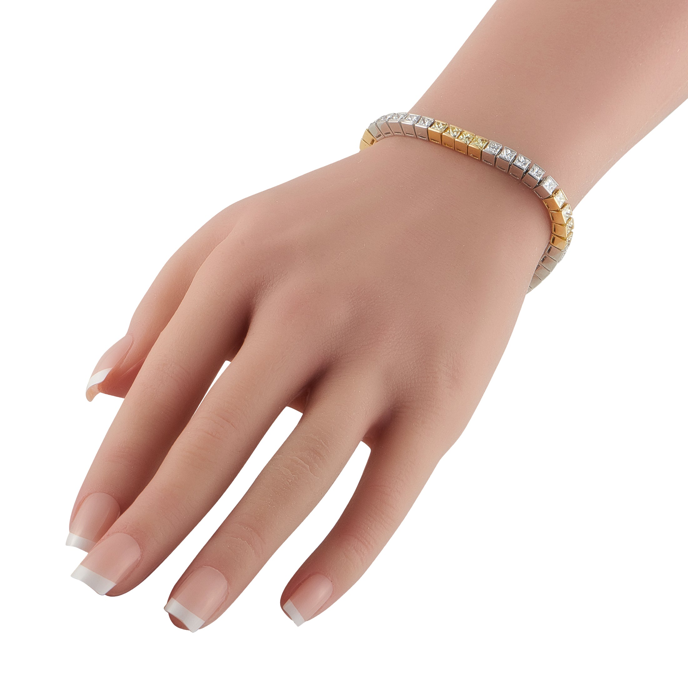 Platinum and 18K Yellow Gold 11.25ct Diamond Line Bracelet