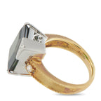 Exclusive Platinum and 18K Yellow Gold 0.20ct Diamond and Green Tourmaline Ring