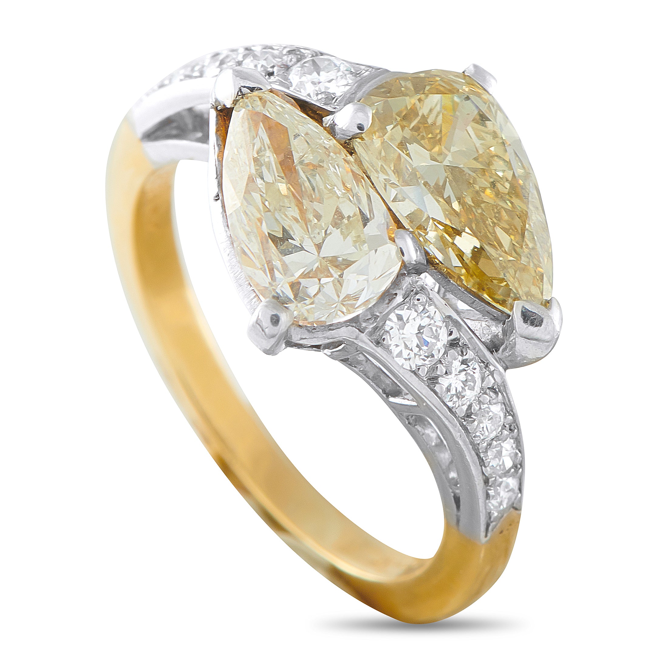 Platinum and 18K Yellow Gold 3.29ct Diamond Ring