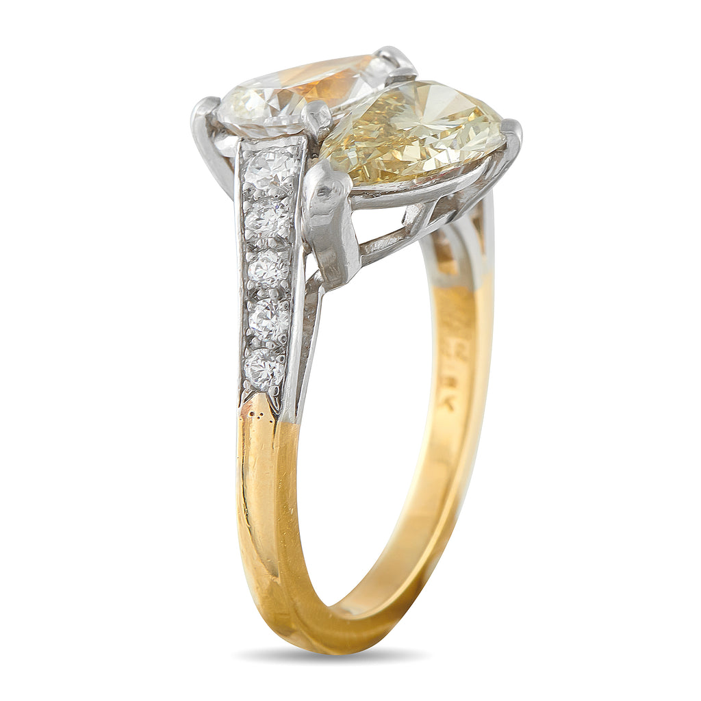 Platinum and 18K Yellow Gold 3.29ct Diamond Ring