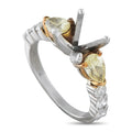 Platinum and 18K yellow gold diamond mounting ring, yellow center stones