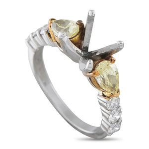 Platinum and 18K Yellow Gold 1.10ct Diamond Mounting Ring