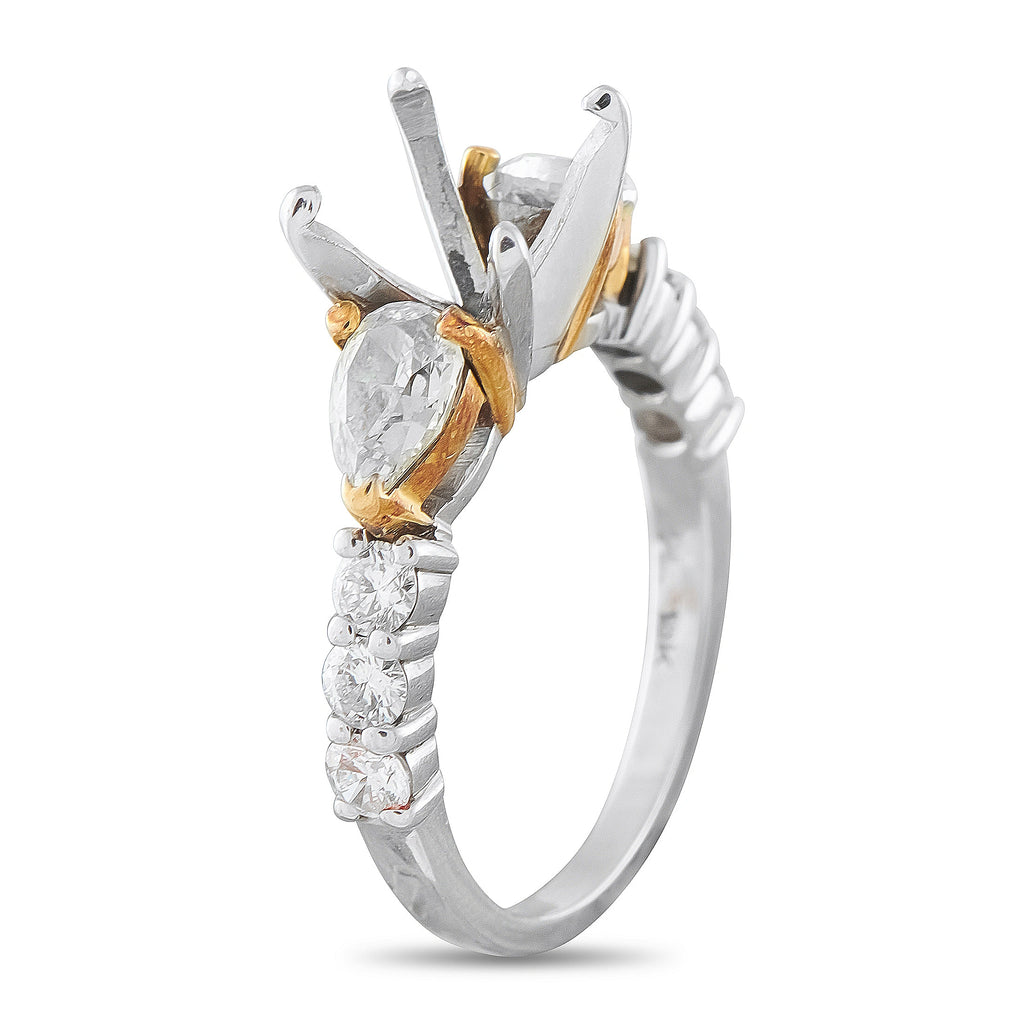 Platinum and 18K Yellow Gold 1.10ct Diamond Mounting Ring