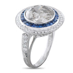 Platinum 6.17ct Diamond and Sapphire Ring