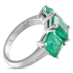 Exclusive Platinum 8.0 ct Colombian Emerald Three-Stone Ring