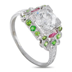 Platinum 1.25ct Diamond and Demantoid Ring