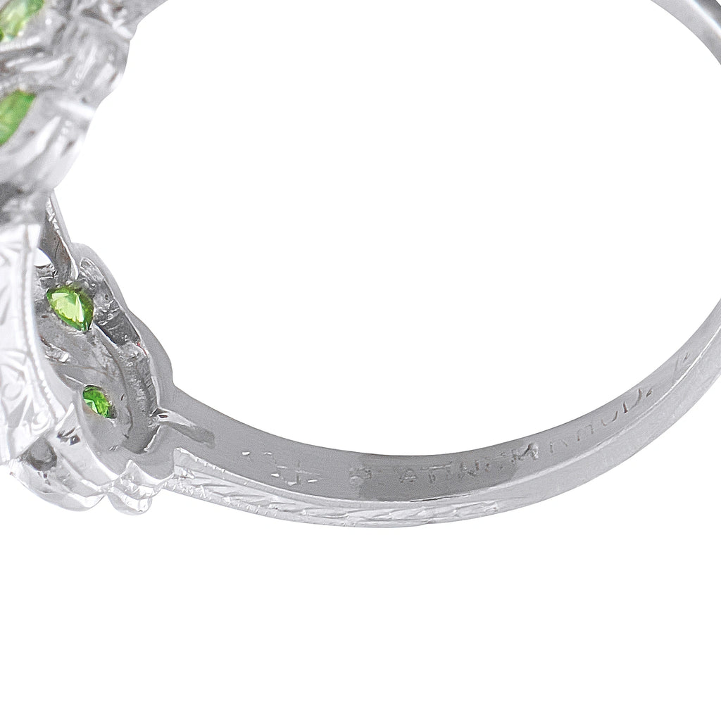 Platinum 1.25ct Diamond and Demantoid Ring