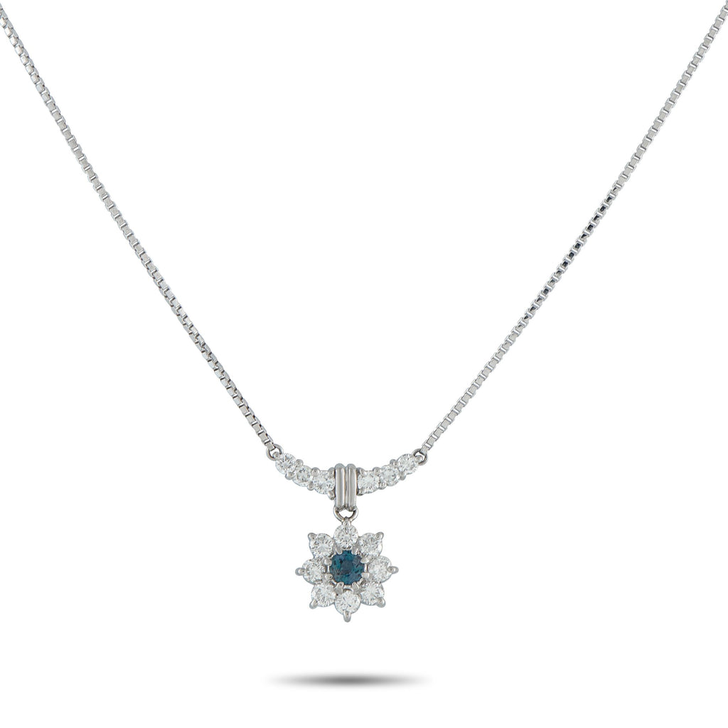 Exclusive Platinum 0.83ct Diamond and Alexandrite Flower Necklace MF11-101025 – A refined piece that brings timeless charm to