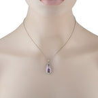 Exclusive Platinum 0.35ct Diamond and Amethyst Pendant Necklace
