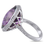Exclusive Platinum 0.35ct Diamond and Amethyst Ring