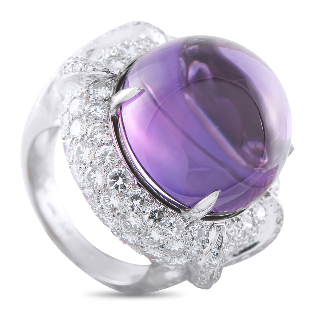 Platinum 3.50ct Diamond and Amethyst Ring