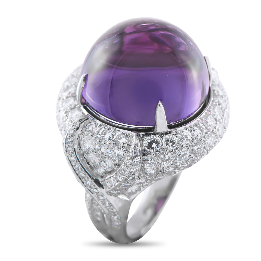 Platinum 3.50ct Diamond and Amethyst Ring