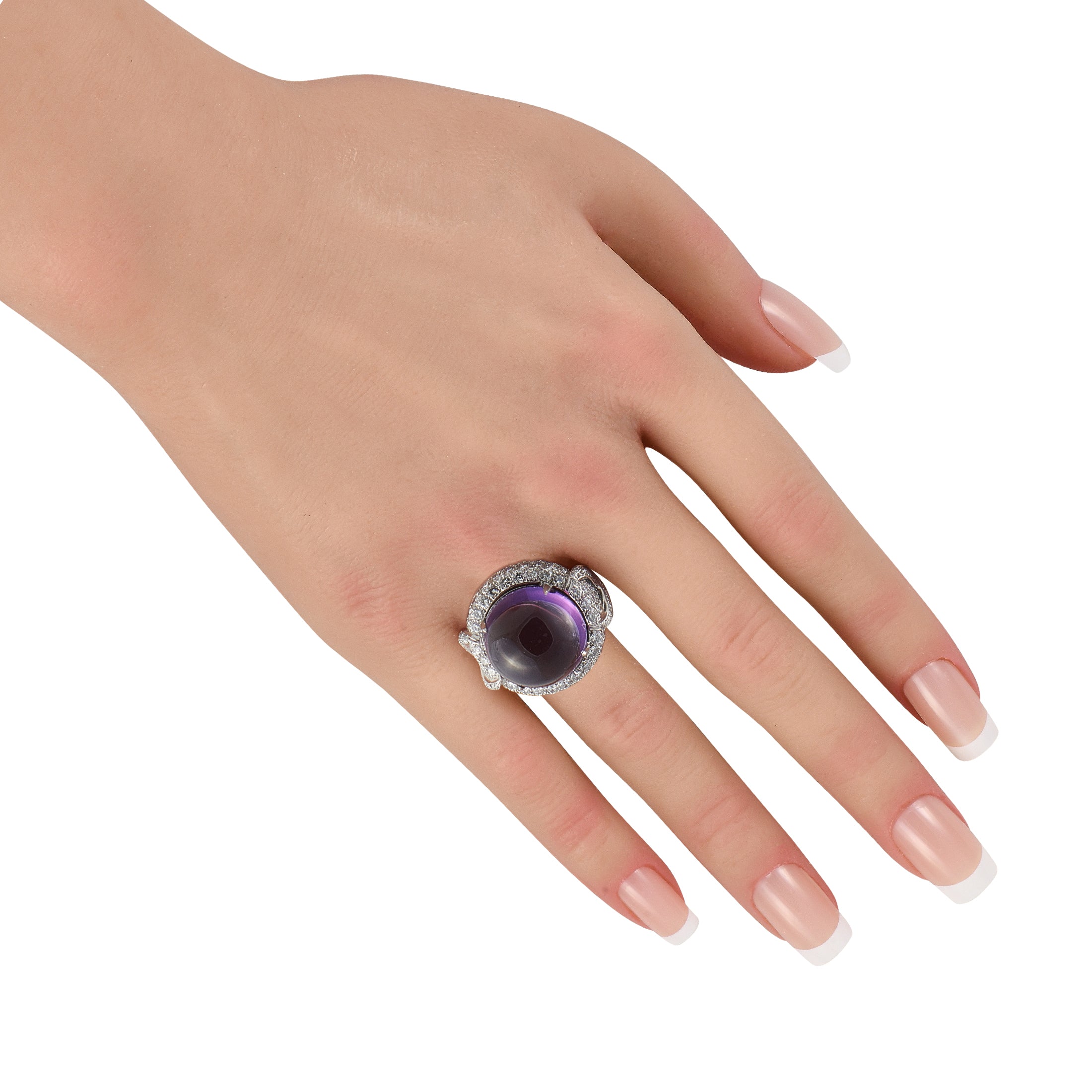 Platinum 3.50ct Diamond and Amethyst Ring