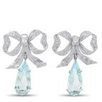 Platinum 0.50ct Diamond and Aquamarine Bow Earrings