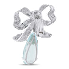 Platinum 0.50ct Diamond and Aquamarine Bow Earrings