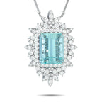 Exclusive Platinum 5.51ct Diamond and Aquamarine Necklace MF62-101525 – This Exclusive  necklace draws the eye to a magnifice