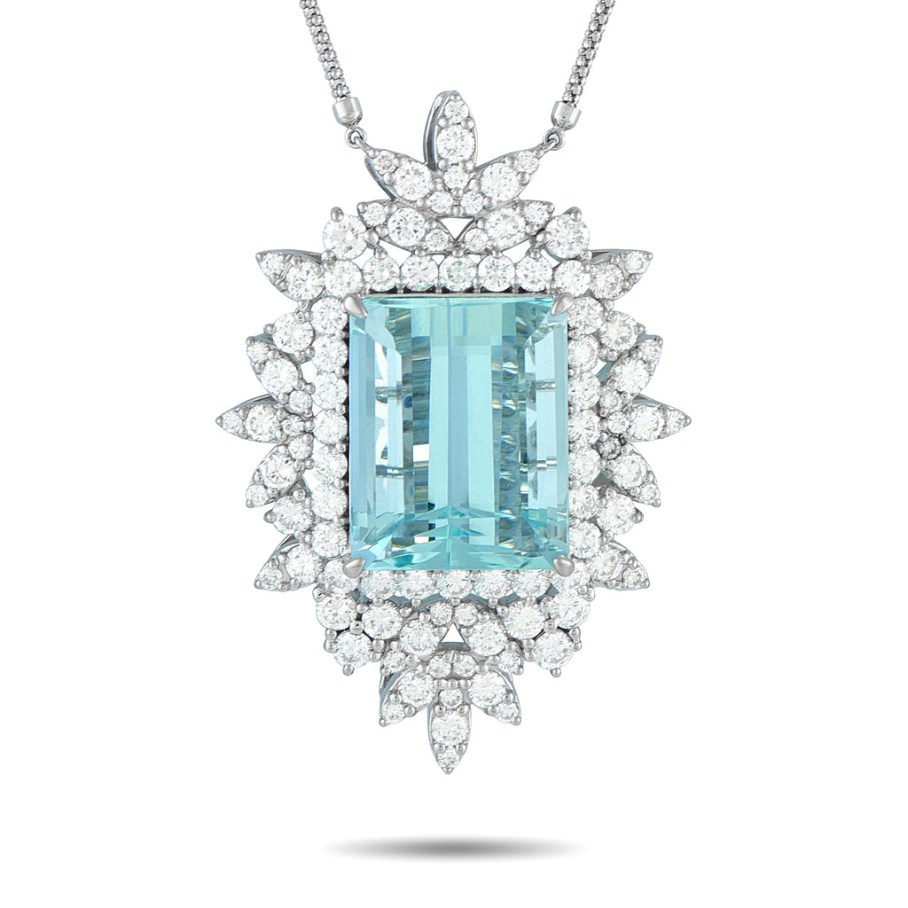 Exclusive Platinum 5.51ct Diamond and Aquamarine Necklace – This Exclusive  necklace draws the eye to a magnificent 28