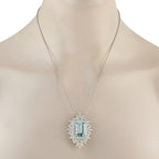Exclusive Platinum 5.51ct Diamond and Aquamarine Necklace