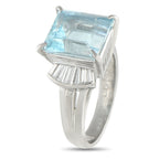 Exclusive Platinum 0.68ct Diamond and Aquamarine Ring