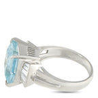 Exclusive Platinum 0.68ct Diamond and Aquamarine Ring
