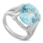 Platinum 0.75ct Diamond and Aquamarine Ring