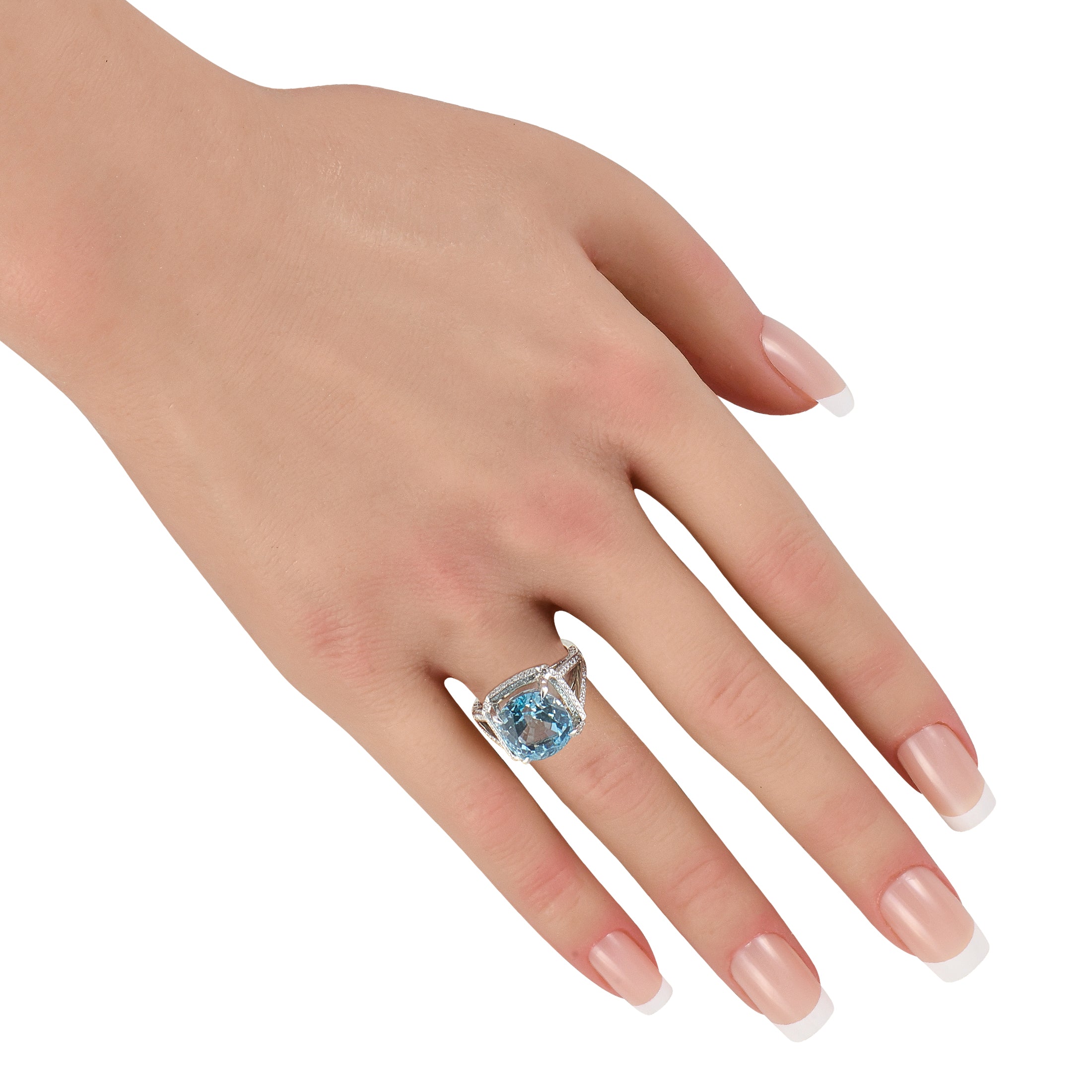 Platinum 0.75ct Diamond and Aquamarine Ring