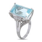 Platinum 0.09ct Diamond and Aquamarine Ring