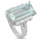 Platinum 0.69ct Diamond and Aquamarine Ring