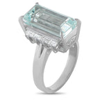 Platinum 0.69ct Diamond and Aquamarine Ring