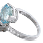 Platinum 0.20ct Diamond, Aquamarine, and Tourmaline Ring