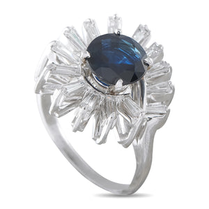 Platinum 1.25ct Diamond and Sapphire Ballerina Ring
