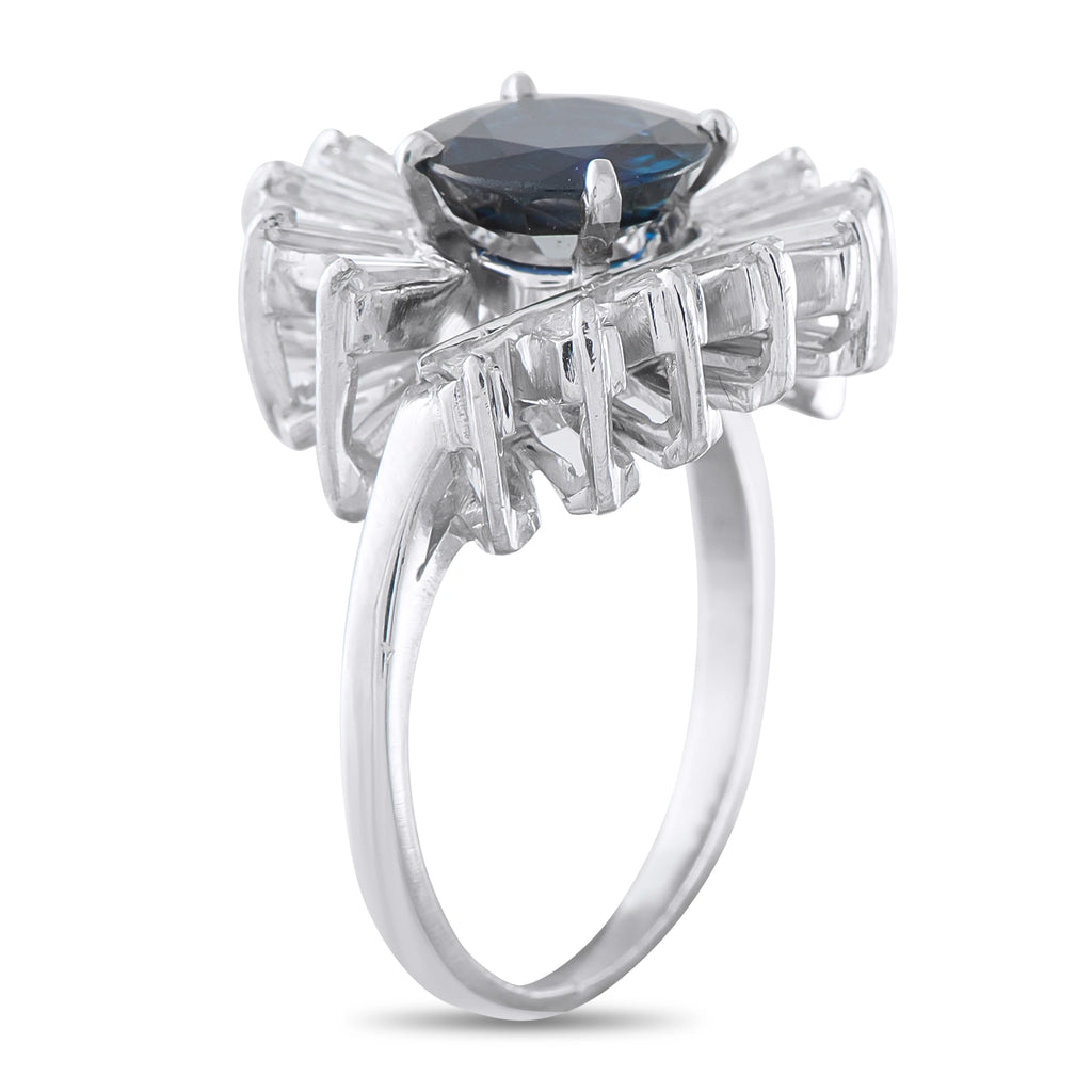 Platinum 1.25ct Diamond and Sapphire Ballerina Ring