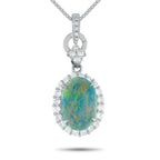 Exclusive Platinum 1.23ct Diamond and Black Opal Pendant Necklace MF61-101525 – Every angle of the pendant in this Exclusive 
