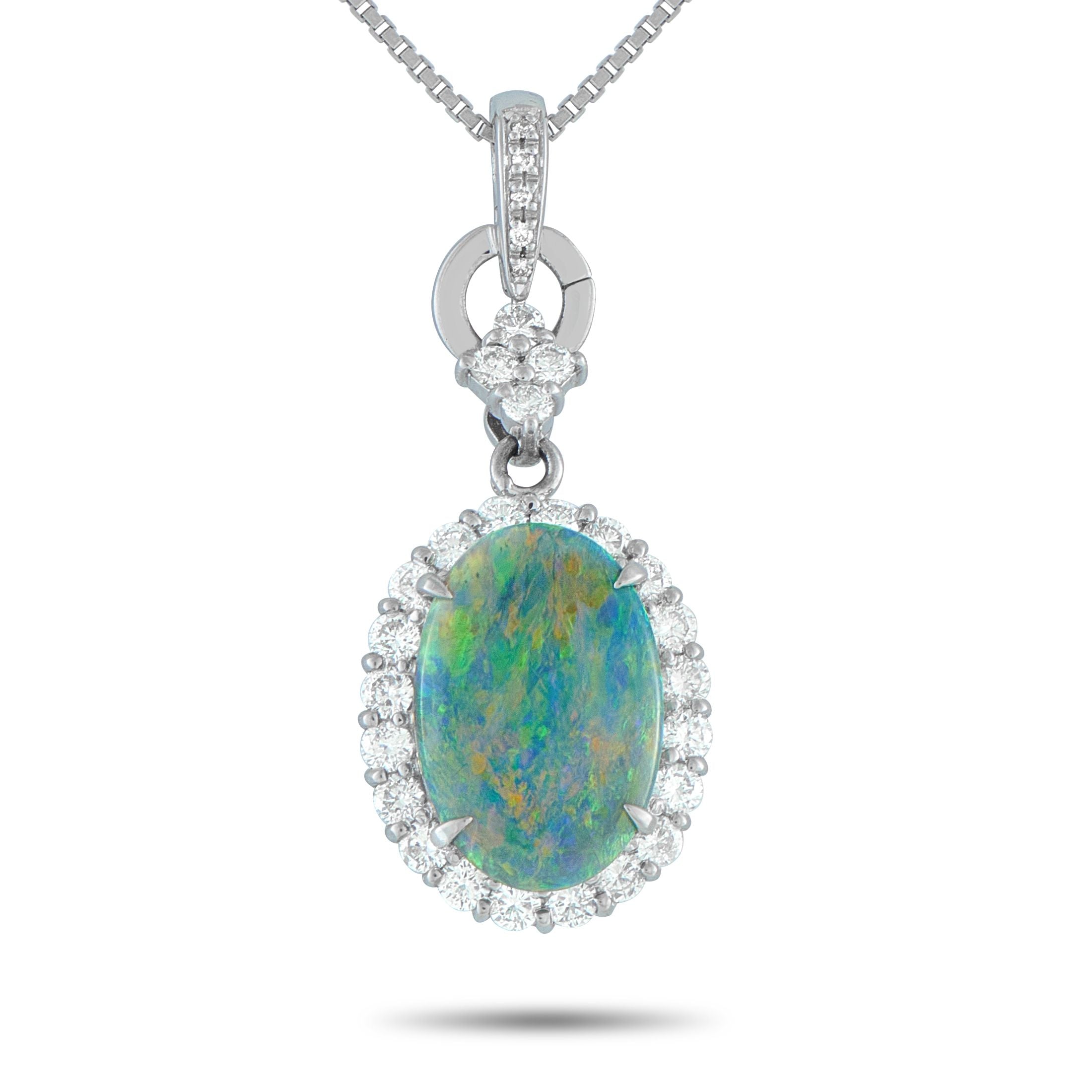 Exclusive Platinum 1.23ct Diamond and Black Opal Pendant Necklace MF61-101525 – Every angle of the pendant in this Exclusive 