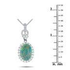 Exclusive Platinum 1.23ct Diamond and Black Opal Pendant Necklace