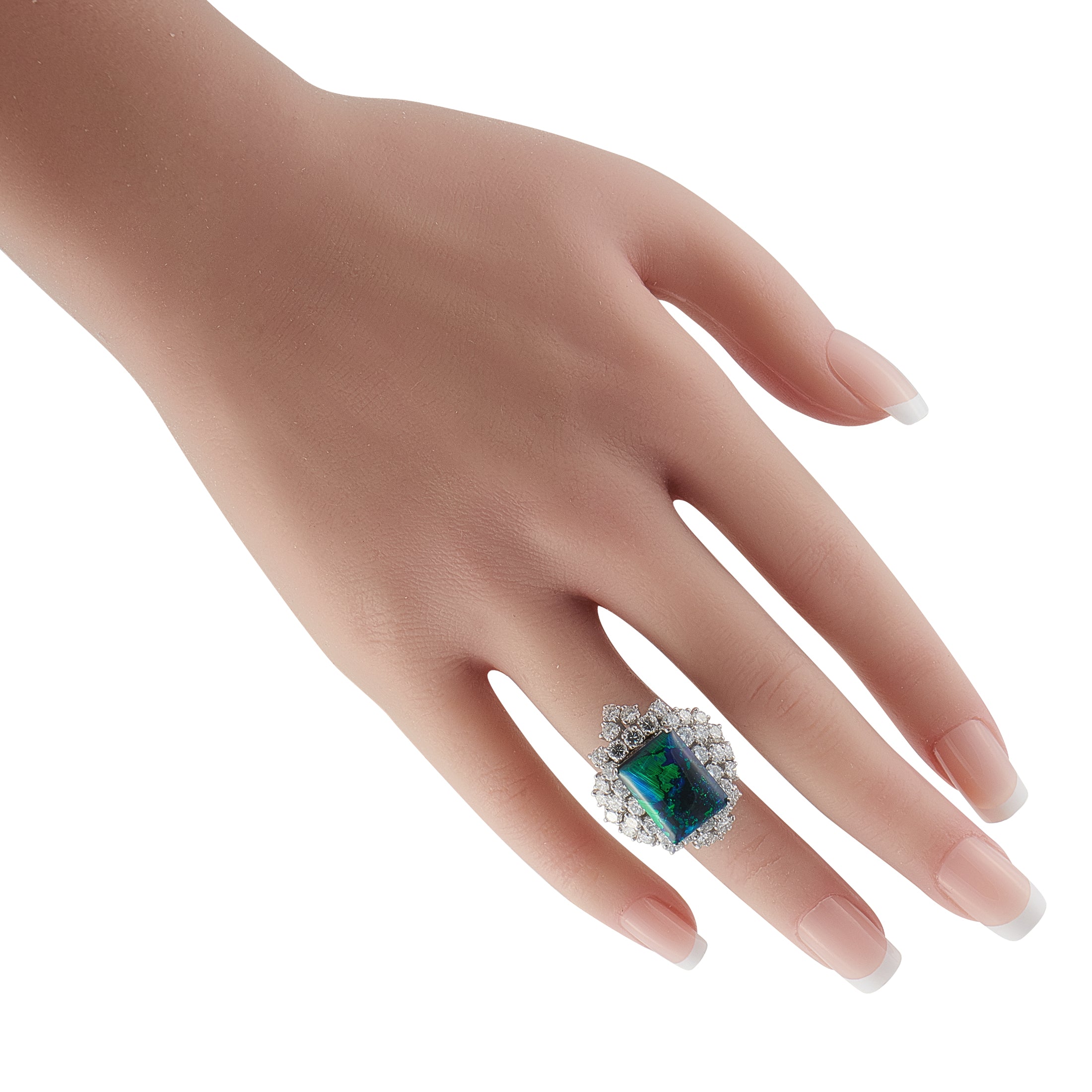 Platinum 2.40ct Diamond and Black Opal Ring