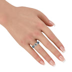 Platinum 1.10ct Diamond and Blue Zircon Ring