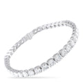 Silver tennis bracelet with round diamond-like stones in a continuous row, hinged clasp