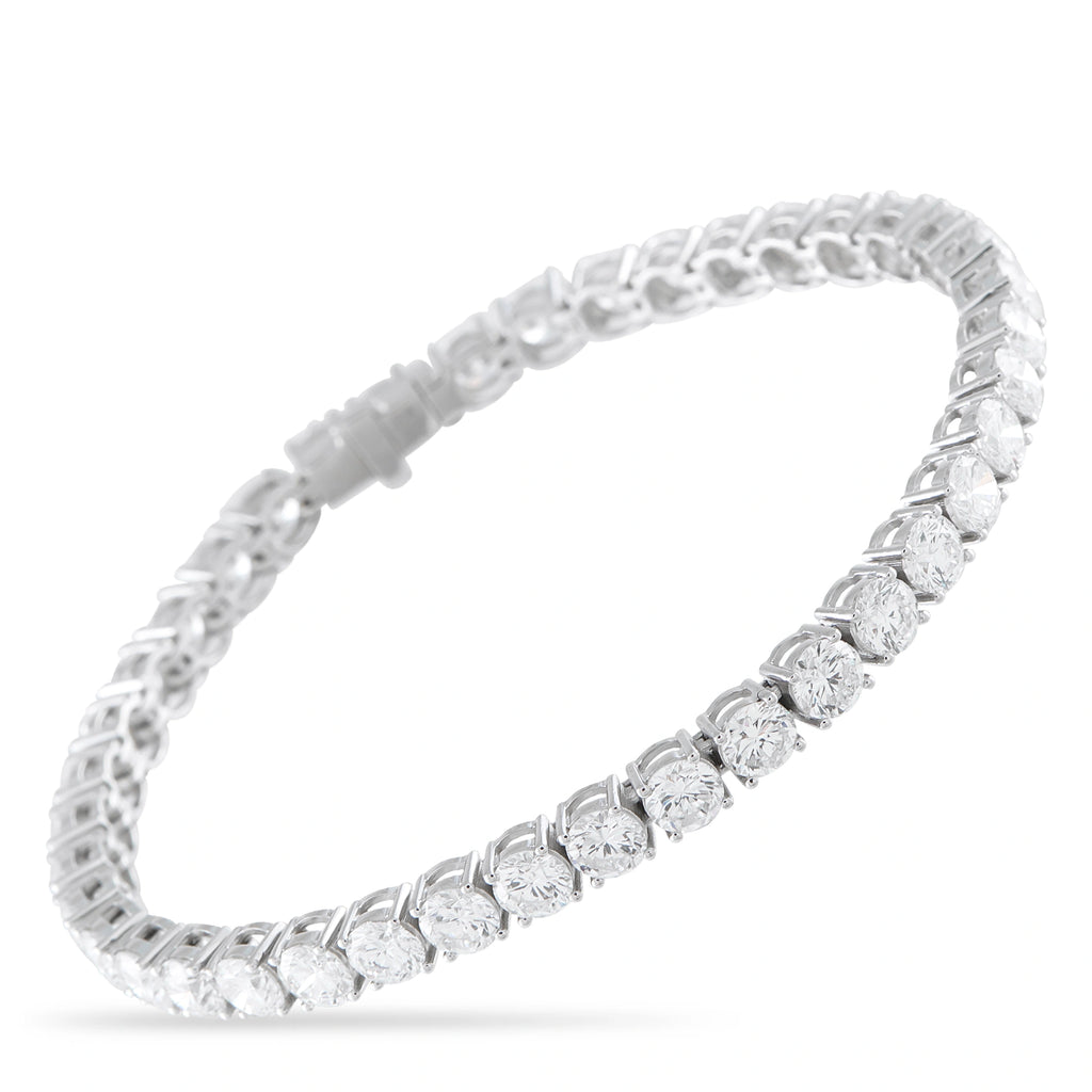 Platinum diamond tennis bracelet with round-cut stones