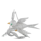 Platinum 2.70ct Diamond Bird Brooch