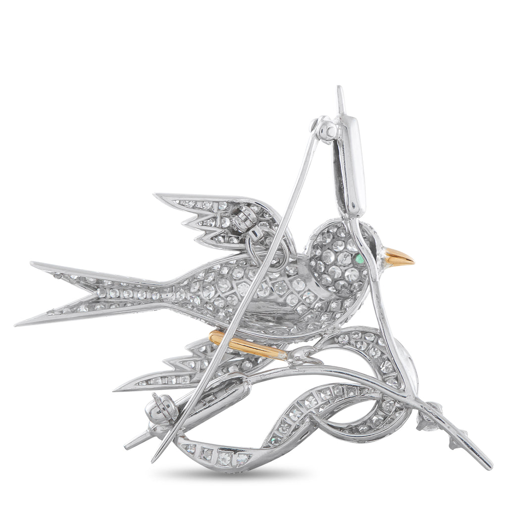Platinum 2.70ct Diamond Bird Brooch