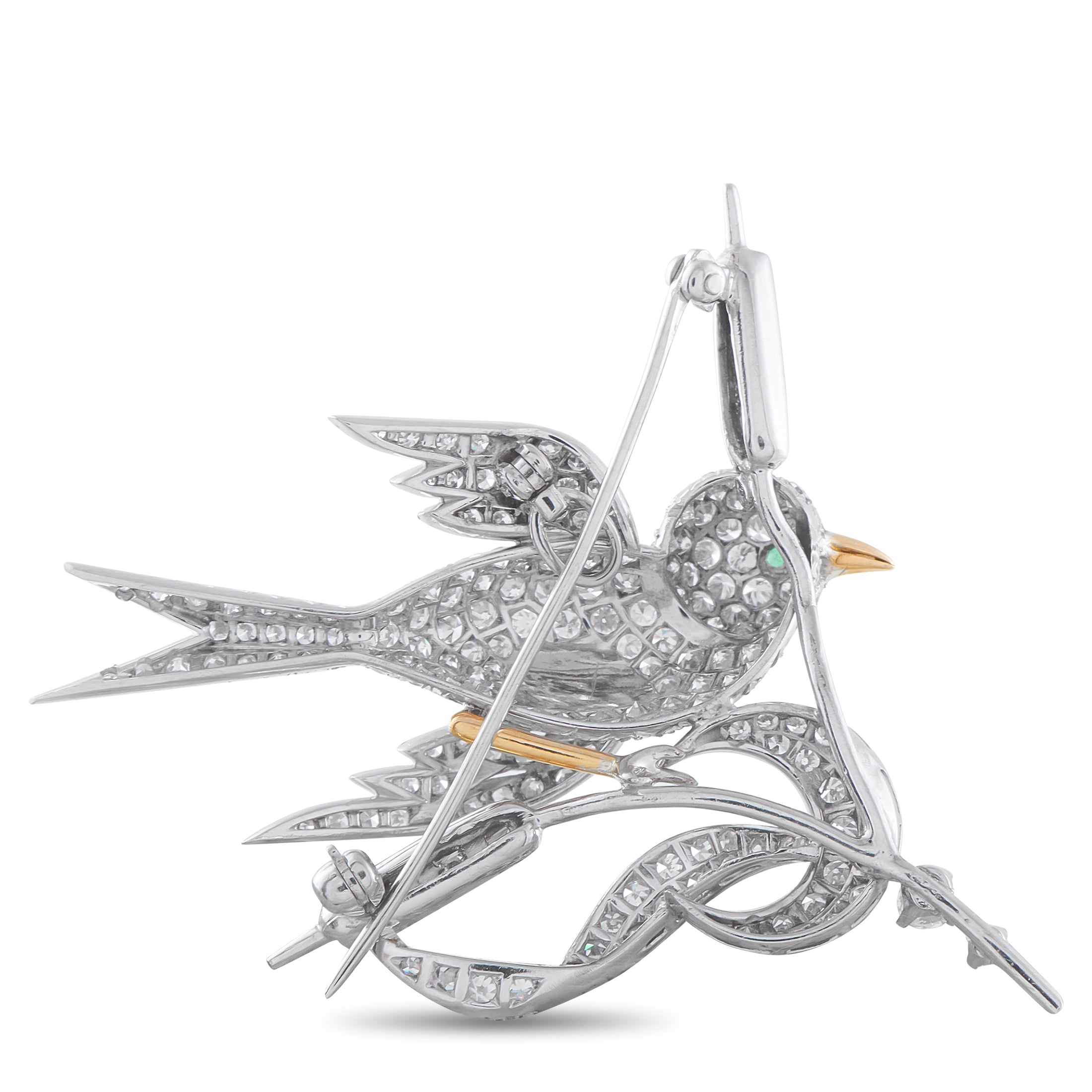 Platinum 2.70ct Diamond Bird Brooch