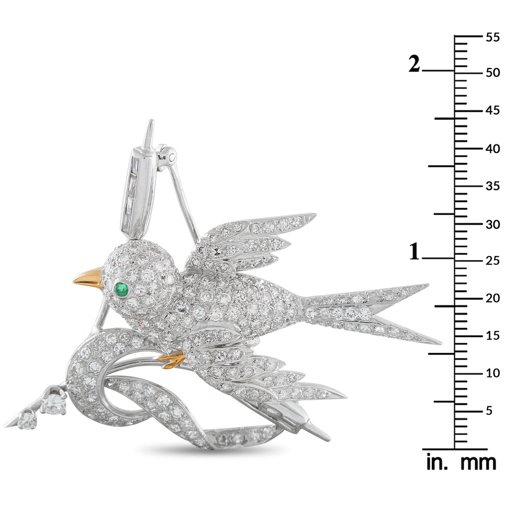 Platinum 2.70ct Diamond Bird Brooch