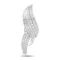 Platinum diamond brooch with curved leaf-like design