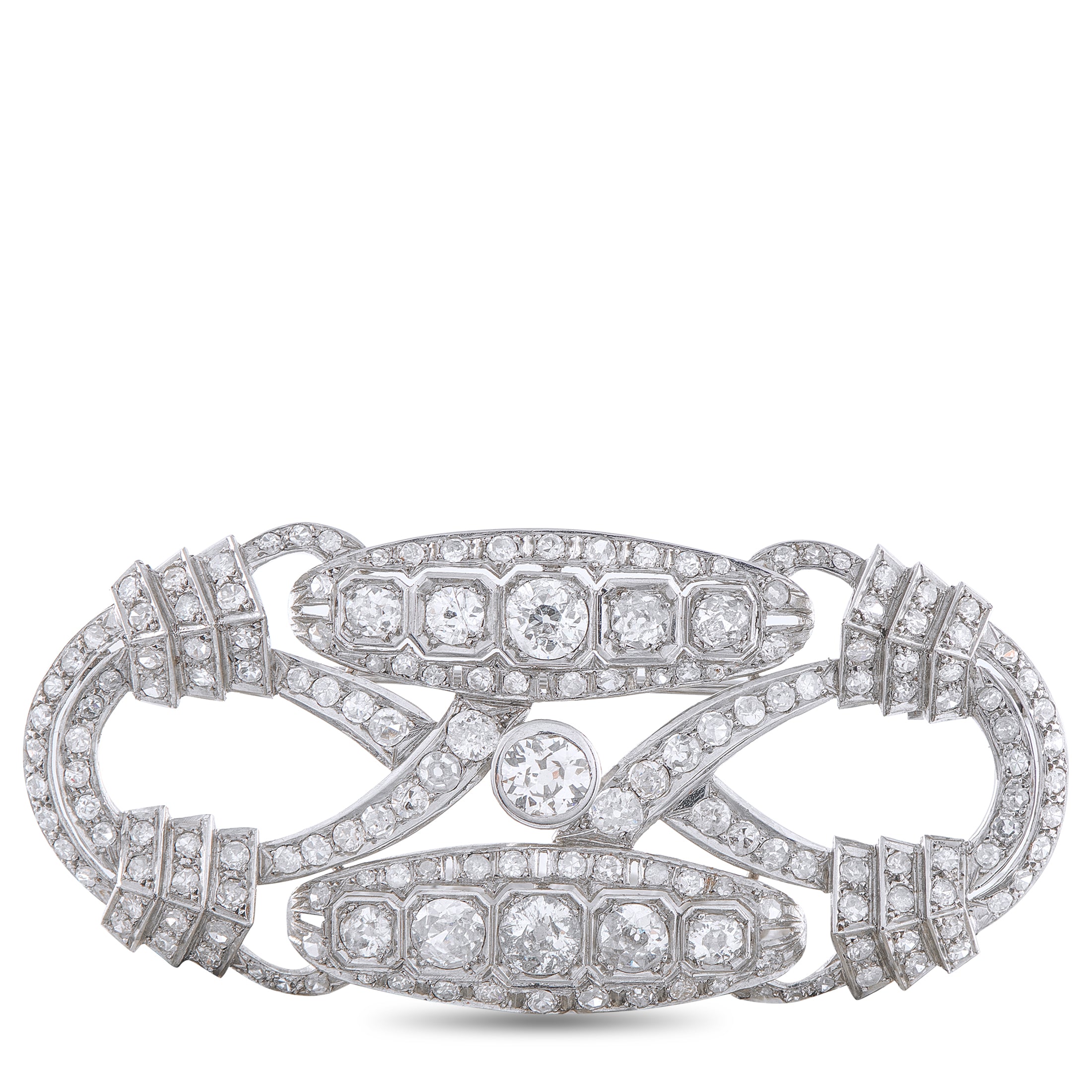 Platinum 9.0ct Diamond Art Deco Brooch