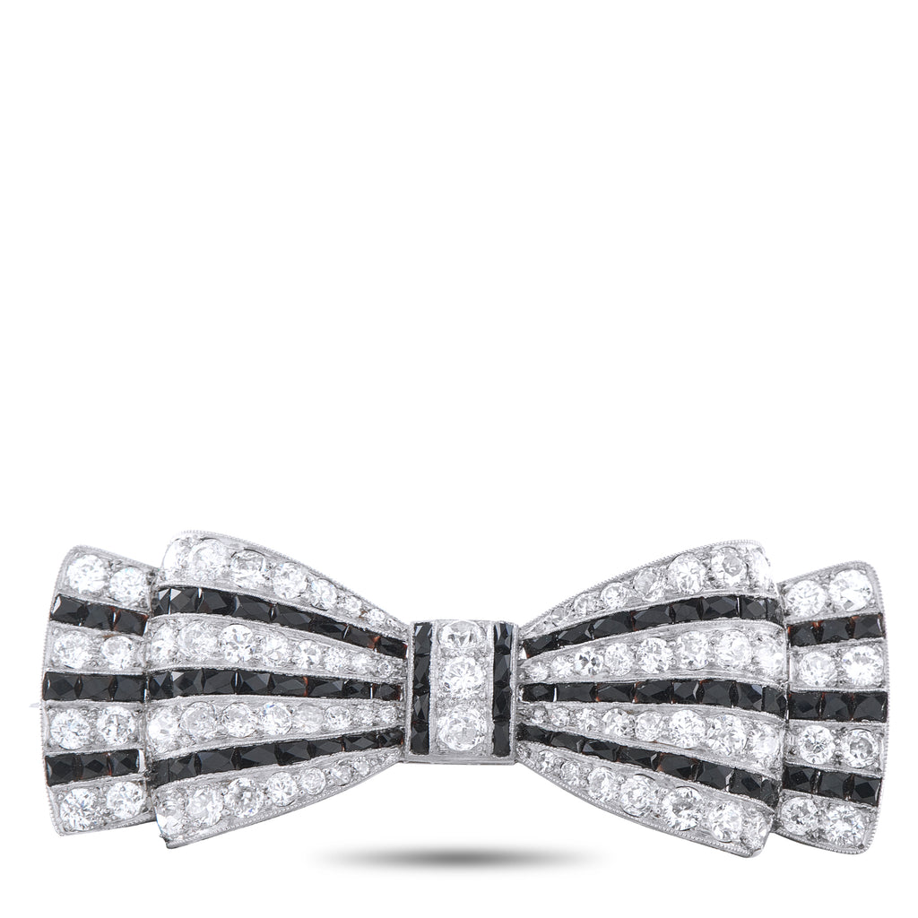Platinum 4.0ct Diamond Art Deco Bow Brooch
