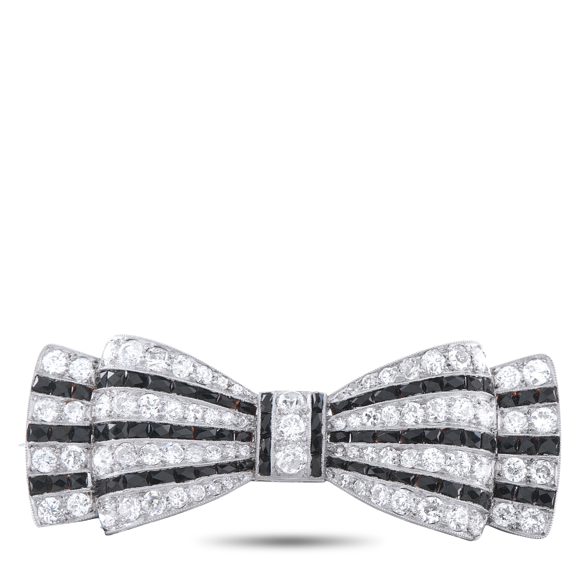 Platinum 4.0ct Diamond Art Deco Bow Brooch