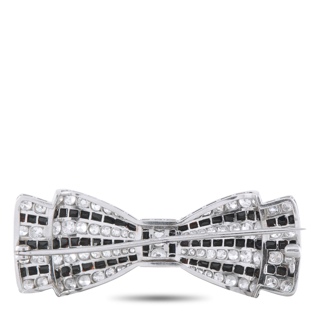 Platinum 4.0ct Diamond Art Deco Bow Brooch