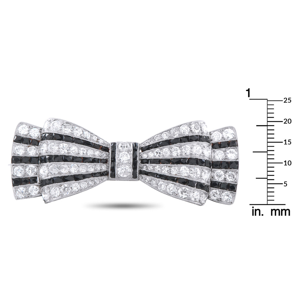 Platinum 4.0ct Diamond Art Deco Bow Brooch