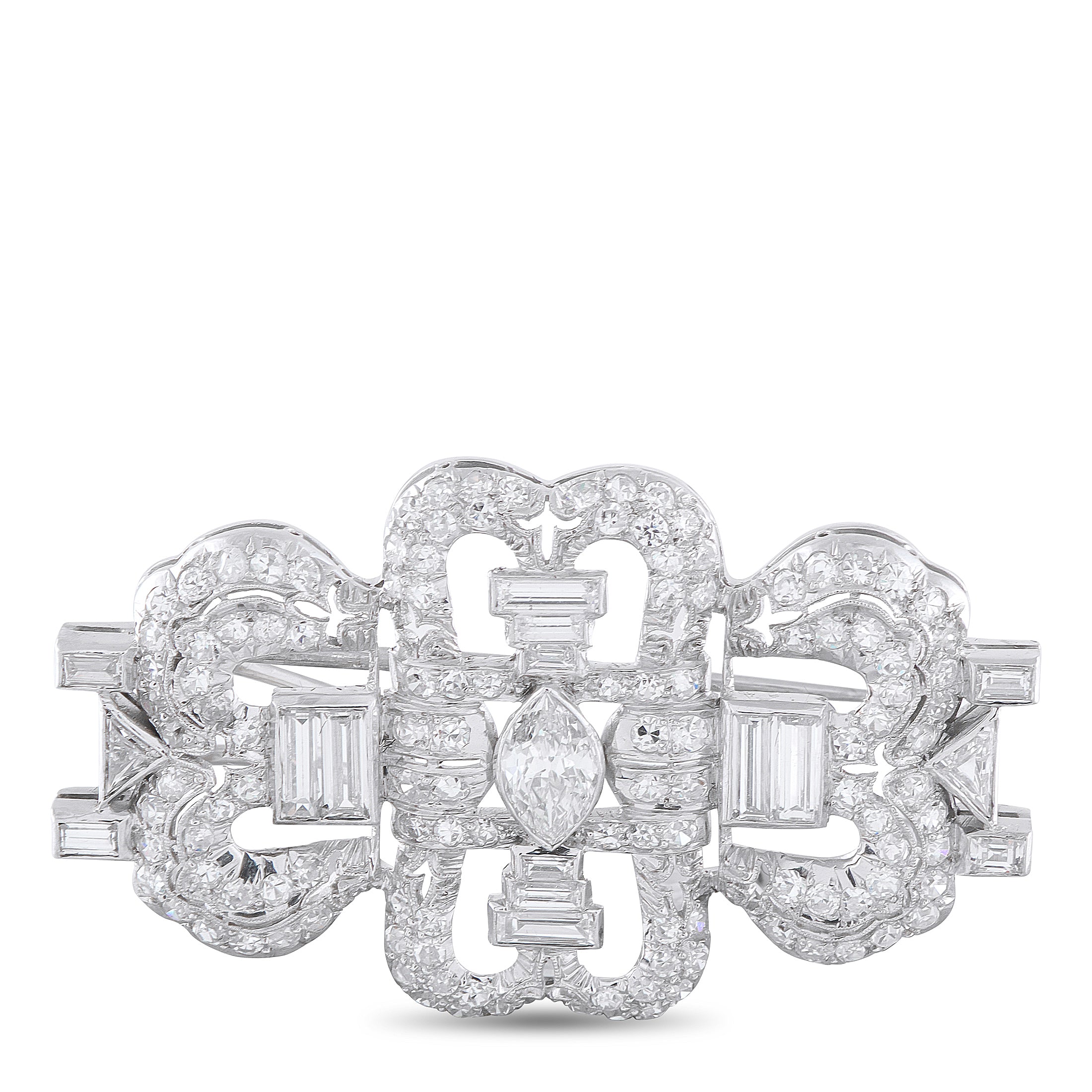 Platinum 3.50ct Diamond Brooch